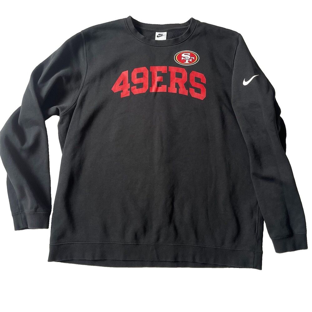 San Francisco 49ers Nike Sweatshirt Mens XXL 2XL Black Crewneck NFL Football EUC